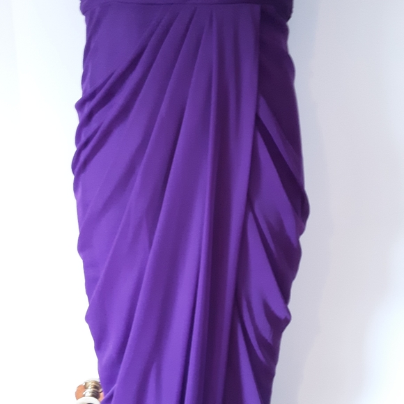 Long Purple Gown with Jeweled Mesh Neckline - Picture 4 of 9